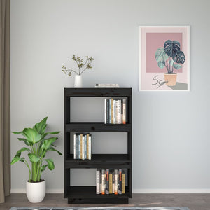 Schwarzes Kiefer Bücherregal 60x35x103 cm