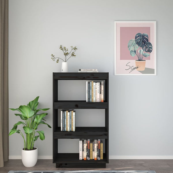 Schwarzes Kiefer Bücherregal 60x35x103 cm