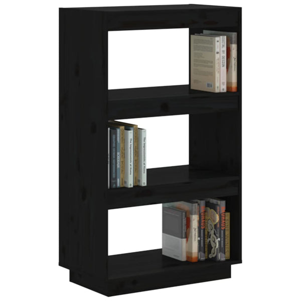 Schwarzes Kiefer Bücherregal 60x35x103 cm