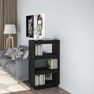 Schwarzes Kiefer Bücherregal 60x35x103 cm