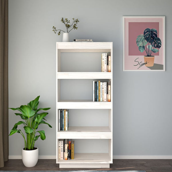 Weißes Kiefer Bücherregal/Raumteiler 60x135 cm
