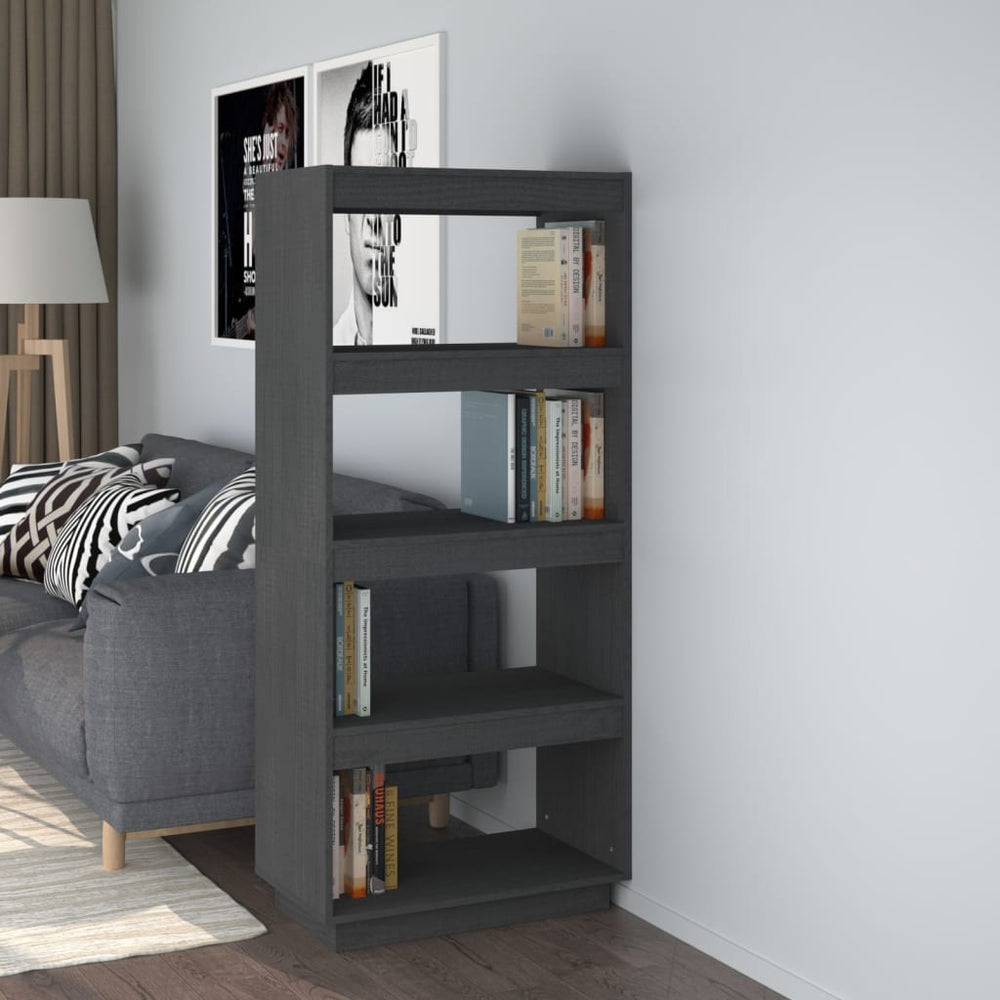 vidaXL Bibliothèque/Séparateur de pièce gris 60x35x135 cm Bois de pin massif