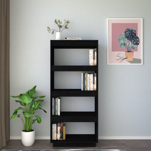 Schwarzes Kiefer Bücherregal 60x135cm