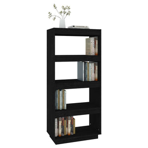 Schwarzes Kiefer Bücherregal 60x135cm