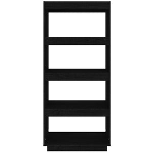 Schwarzes Kiefer Bücherregal 60x135cm