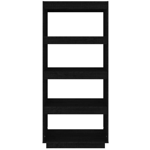 Schwarzes Kiefer Bücherregal 60x135cm