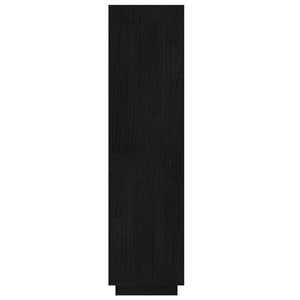 Schwarzes Kiefer Bücherregal 60x135cm