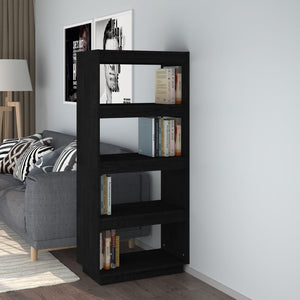 Schwarzes Kiefer Bücherregal 60x135cm