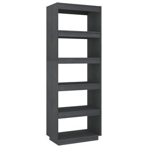 Graues Bücherregal Raumteiler Kiefer Massivholz 167cm