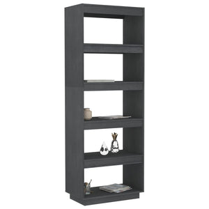 Graues Bücherregal Raumteiler Kiefer Massivholz 167cm