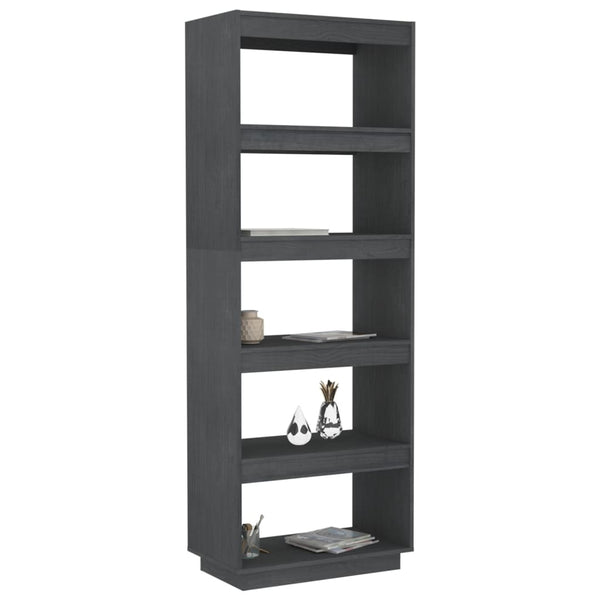 Graues Bücherregal Raumteiler Kiefer Massivholz 167cm