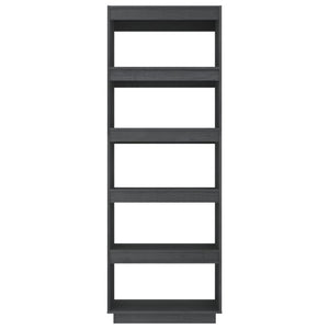 Graues Bücherregal Raumteiler Kiefer Massivholz 167cm