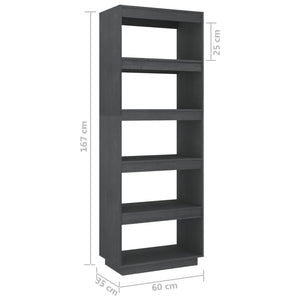Graues Bücherregal Raumteiler Kiefer Massivholz 167cm