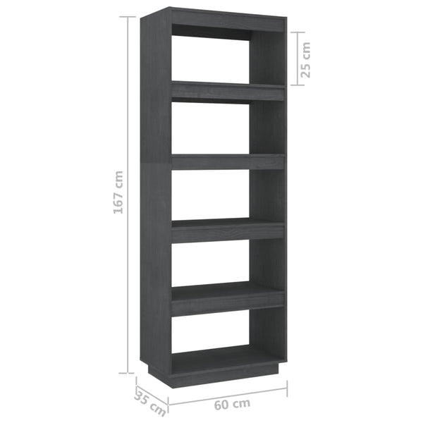 Graues Bücherregal Raumteiler Kiefer Massivholz 167cm