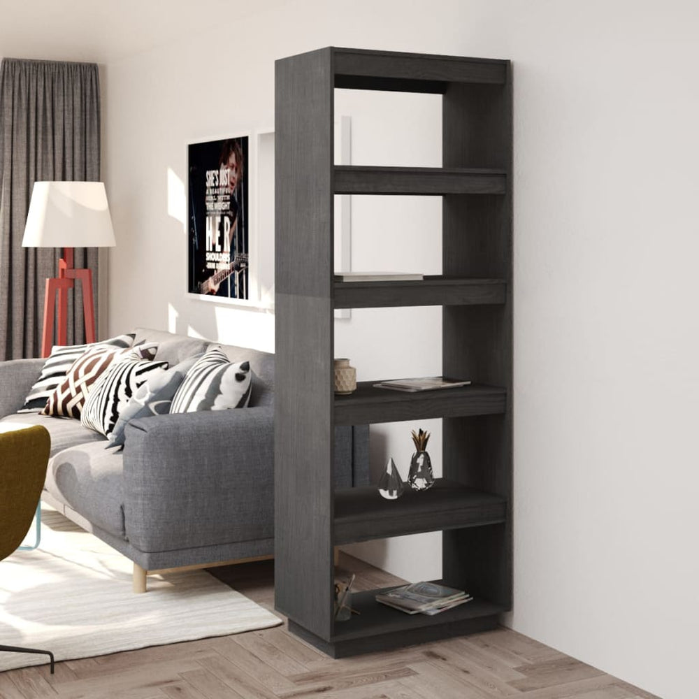 vidaXL Bibliothèque/Séparateur de pièce Gris 60x35x167 cm Pin Massif