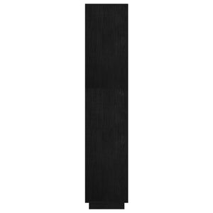Schwarzes Kiefer Massivholz Bücherregal 60x167 cm