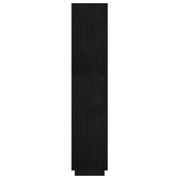 Schwarzes Kiefer Massivholz Bücherregal 60x167 cm