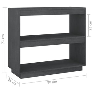 Graues Bücherregal Kiefer Massivholz 80cm