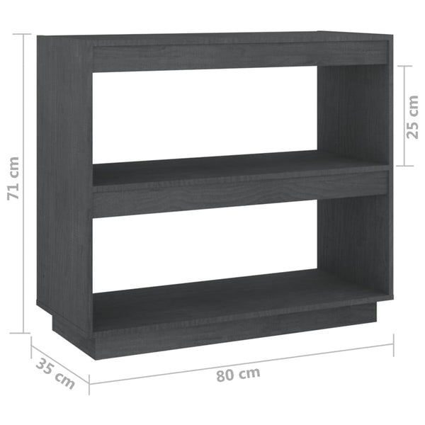 Graues Bücherregal Kiefer Massivholz 80cm
