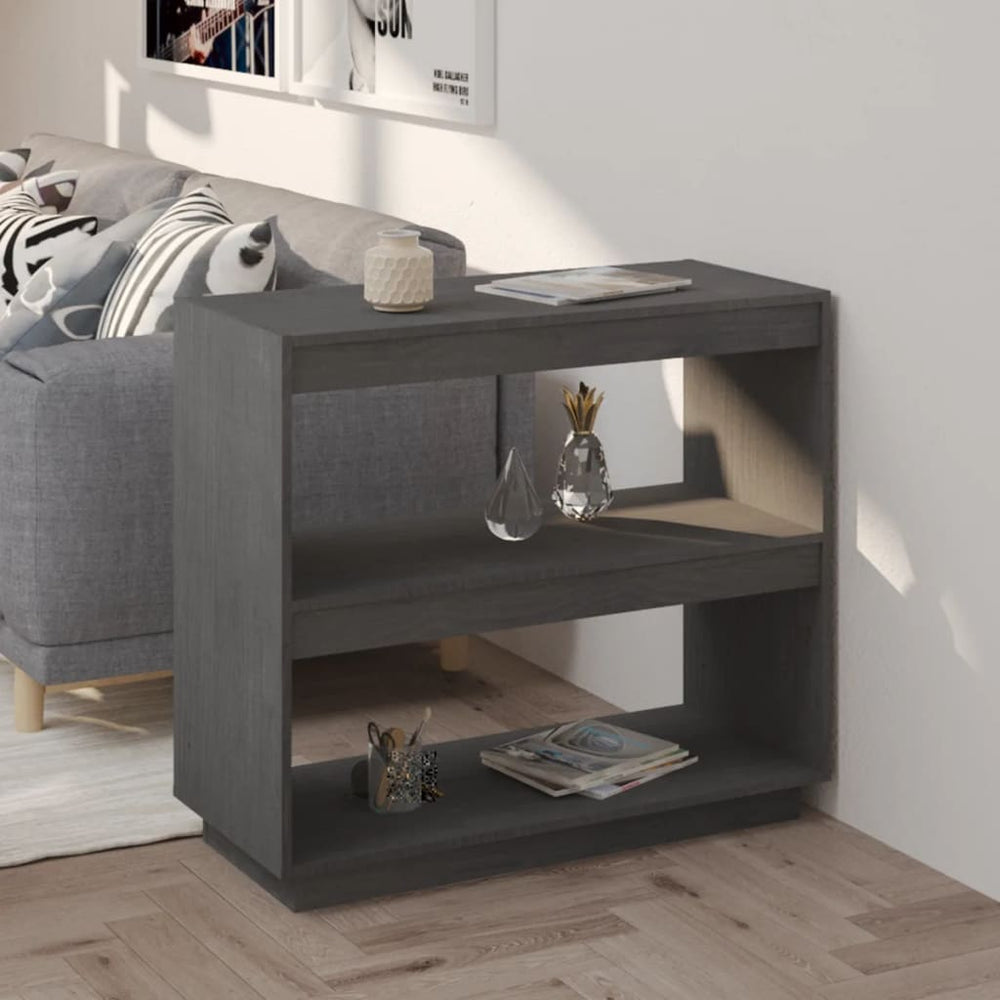 Graues Bücherregal Kiefer Massivholz 80cm