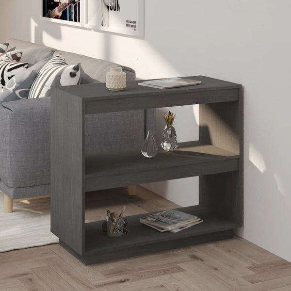 Graues Bücherregal Kiefer Massivholz 80cm