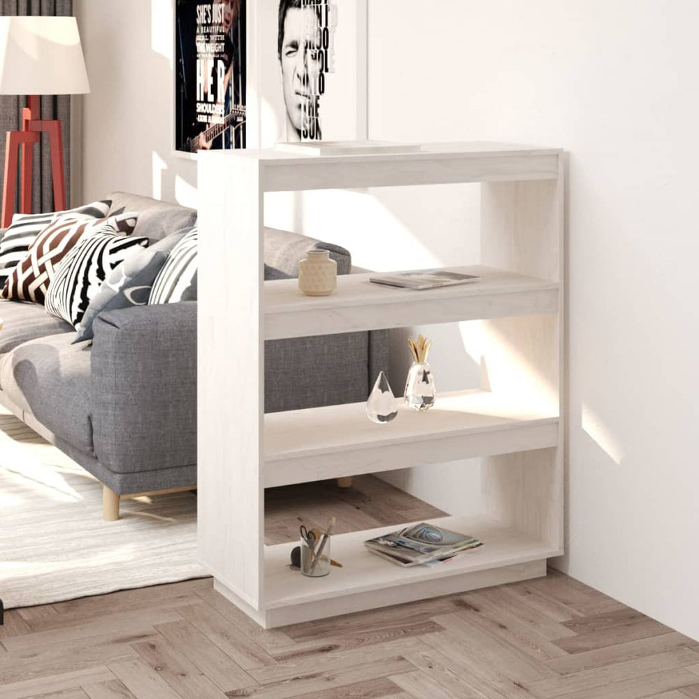vidaXL Étagère à livres/Cloison de séparation Blanc 80x35x103 cm Bois de pin massif