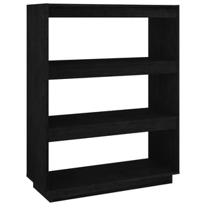 Schwarzes Kiefer Massivholz Bücherregal 80x103 cm