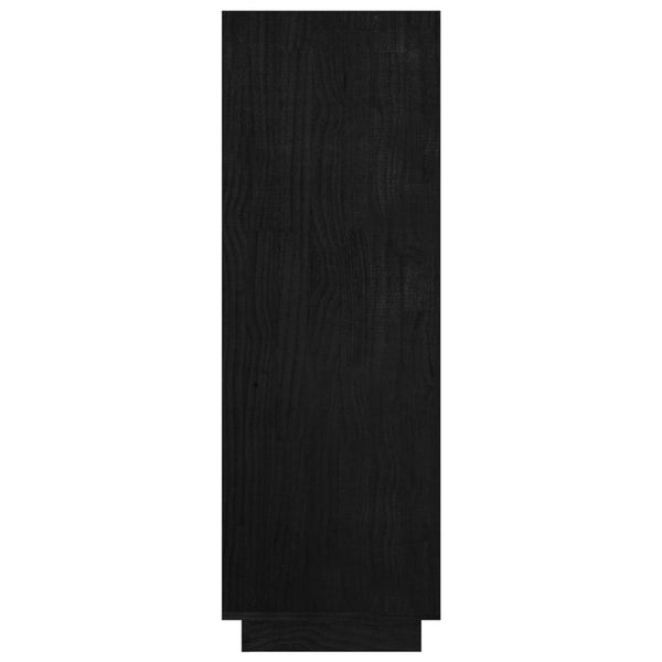 Schwarzes Kiefer Massivholz Bücherregal 80x103 cm