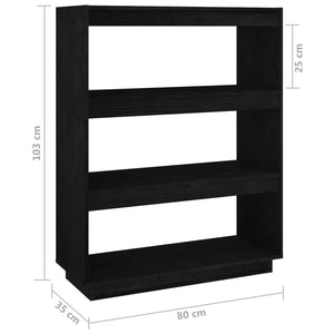 Schwarzes Kiefer Massivholz Bücherregal 80x103 cm