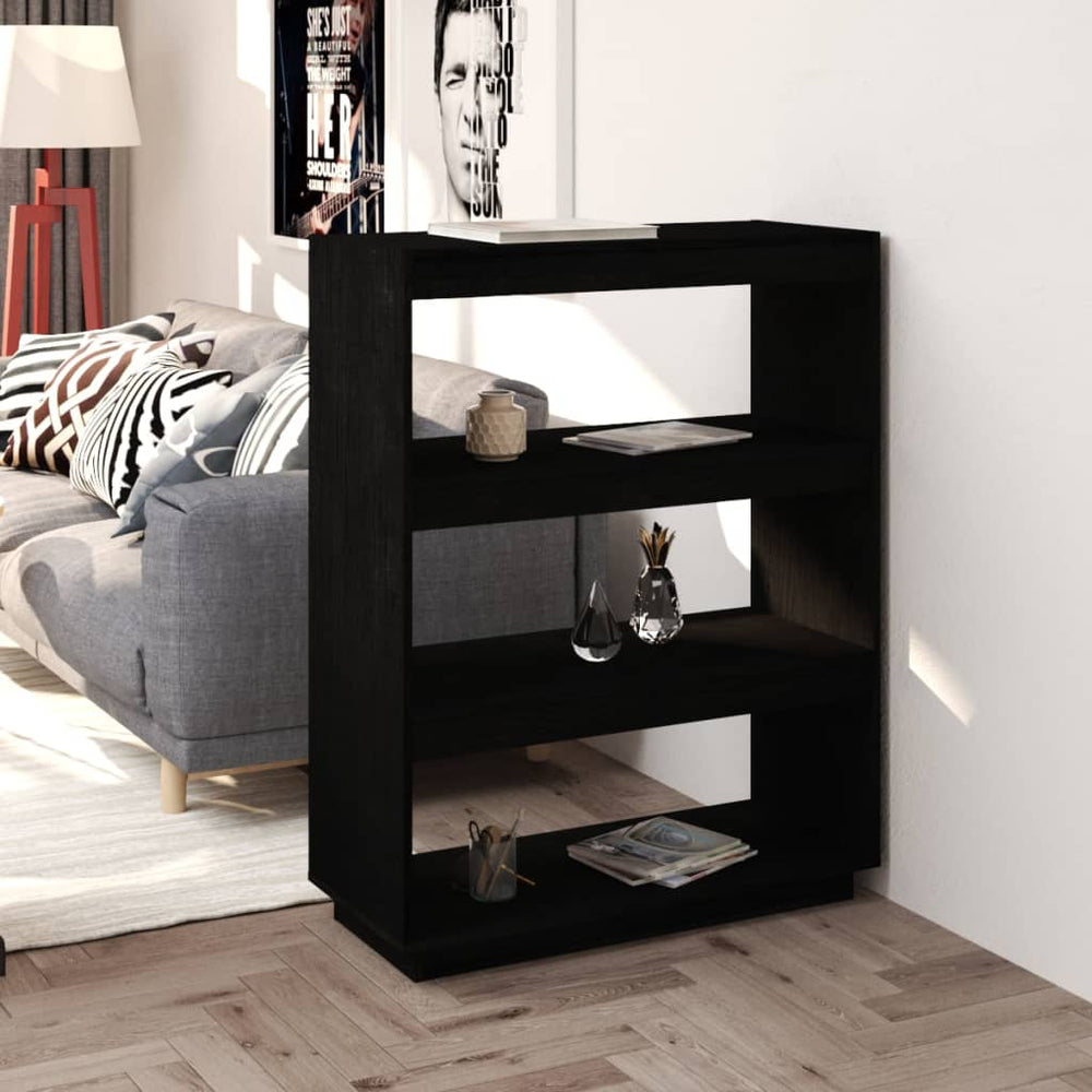 vidaXL Bibliothèque/Séparateur de pièce Noir 80x35x103 cm Bois de pin massif