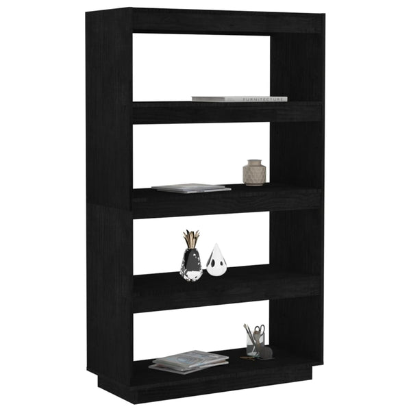 Schwarzes Kiefer Massivholz Bücherregal 80x135cm