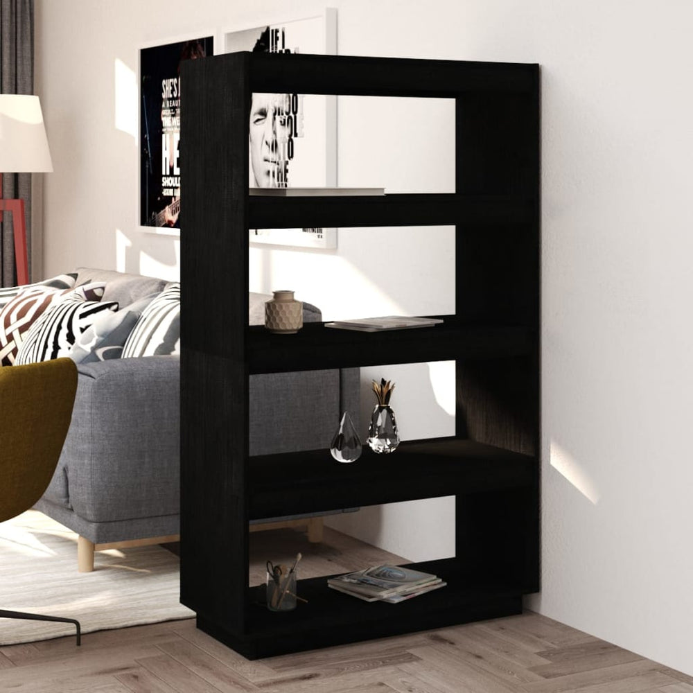 vidaXL Bibliothèque/Séparateur de pièce Noir 80x35x135 cm Bois de pin massif