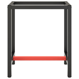 Werkbankgestell Mattschwarz und Mattrot 70x50x79 cm Metall