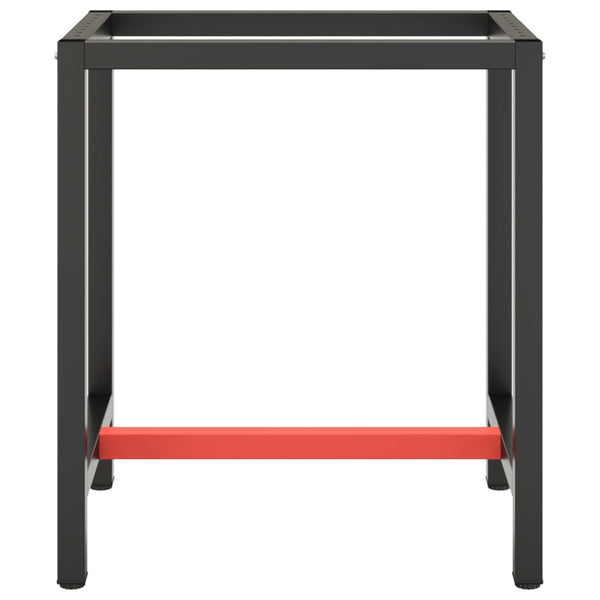 Werkbankgestell Mattschwarz und Mattrot 70x50x79 cm Metall