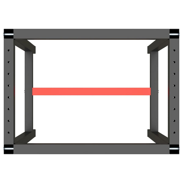 Werkbankgestell Mattschwarz und Mattrot 70x50x79 cm Metall