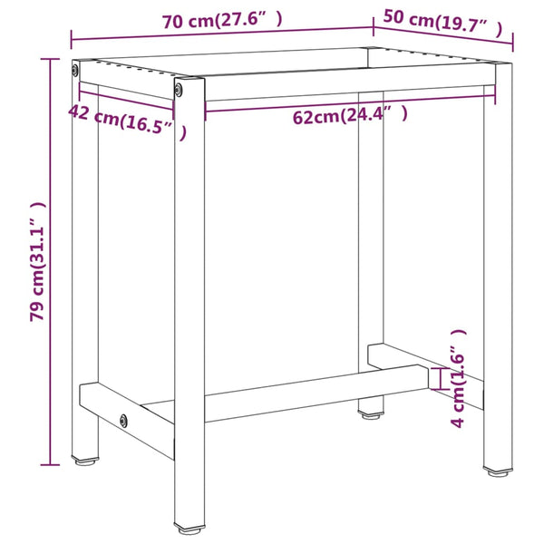 Werkbankgestell Mattschwarz und Mattrot 70x50x79 cm Metall