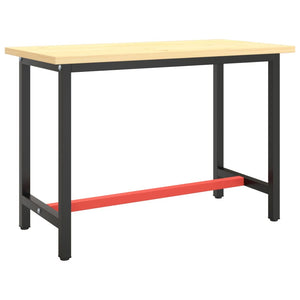Werkbankgestell Mattschwarz und Mattrot 110x50x79 cm Metall
