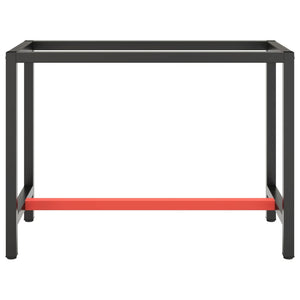 Werkbankgestell Mattschwarz und Mattrot 110x50x79 cm Metall