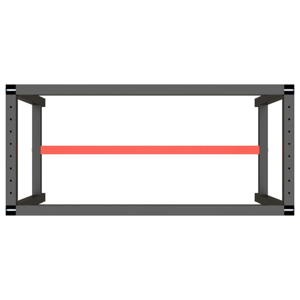 Werkbankgestell Mattschwarz und Mattrot 110x50x79 cm Metall