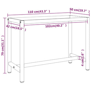 Werkbankgestell Mattschwarz und Mattrot 110x50x79 cm Metall