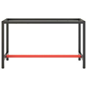 Werkbankgestell Mattschwarz und Mattrot 140x50x79 cm Metall