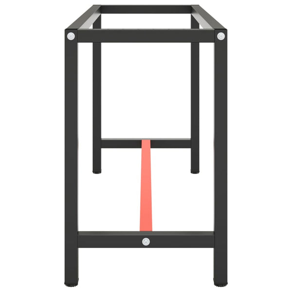 Werkbankgestell Mattschwarz und Mattrot 140x50x79 cm Metall