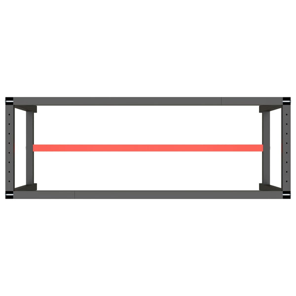 Werkbankgestell Mattschwarz und Mattrot 140x50x79 cm Metall