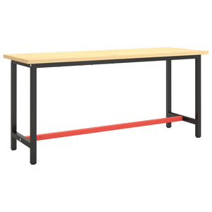 Werkbankgestell Mattschwarz und Mattrot 170x50x79 cm Metall