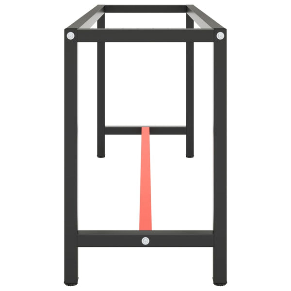 Werkbankgestell Mattschwarz und Mattrot 170x50x79 cm Metall
