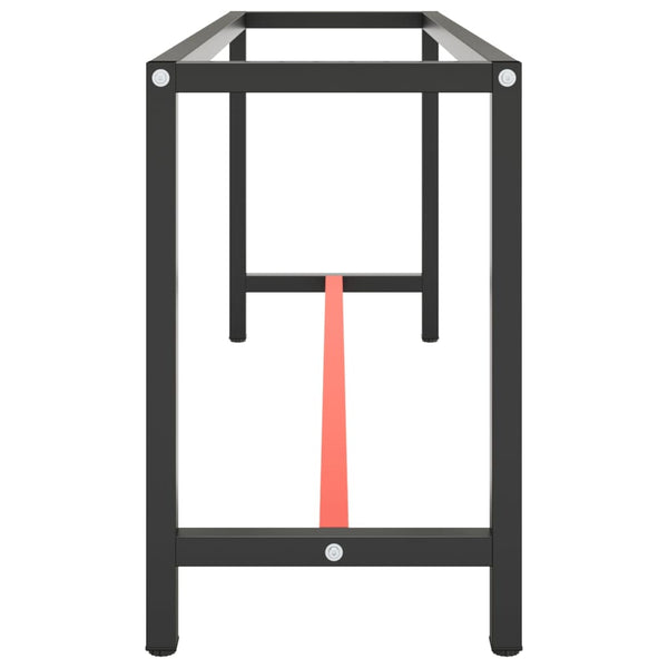 Werkbankgestell Mattschwarz und Mattrot 190x50x79 cm Metall