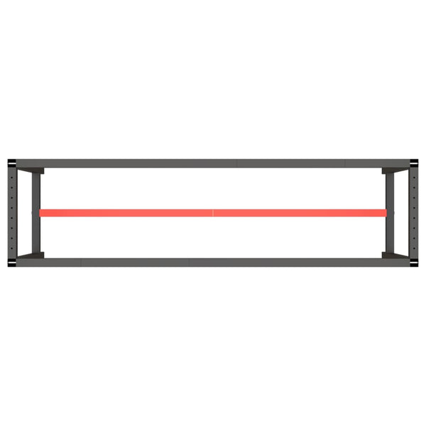 Werkbankgestell Mattschwarz und Mattrot 190x50x79 cm Metall