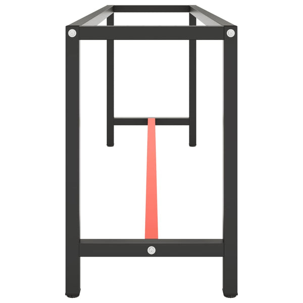Werkbankgestell Mattschwarz und Mattrot 210x50x79 cm Metall