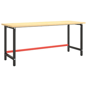 Werkbankgestell Mattschwarz und Mattrot 180x57x79 cm Metall