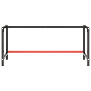 Werkbankgestell Mattschwarz und Mattrot 180x57x79 cm Metall